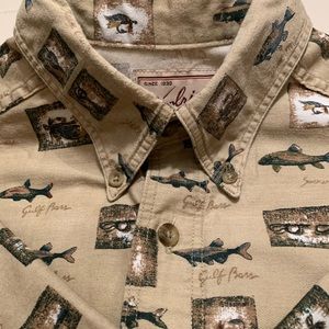 Woolrich Vintage fishing print shirt  short sl Med